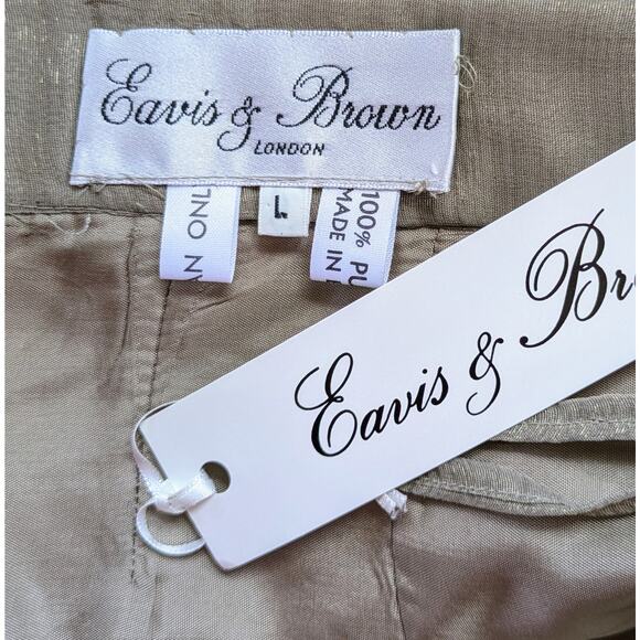 NEW Eavis & Brown Silk Sheen Taupe Pencil Skirt Large Haute Couture Quiet Luxury - Picture 10 of 11